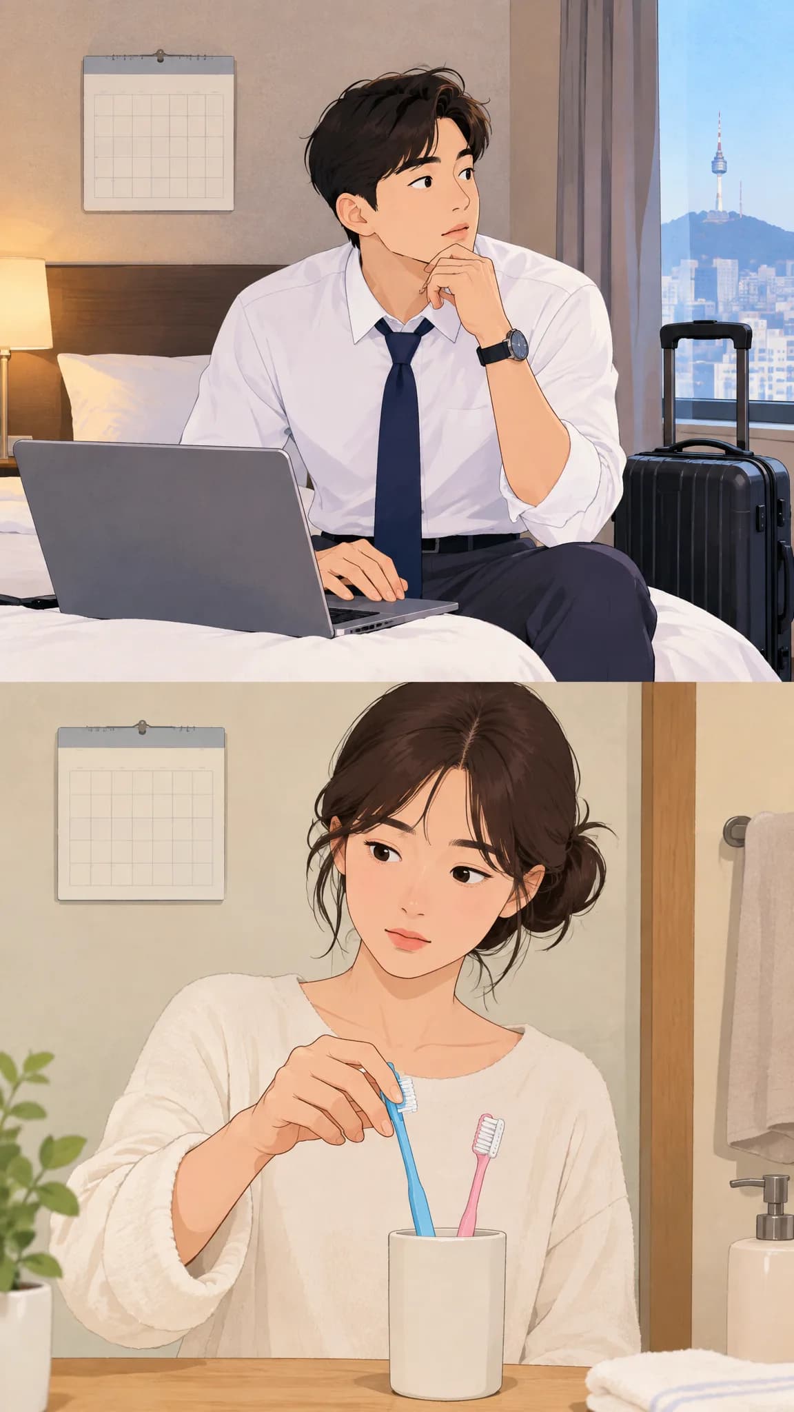 한 사람은 출장, 한 사람은 별거라고 불렀다 — 컨셉 시안 그림